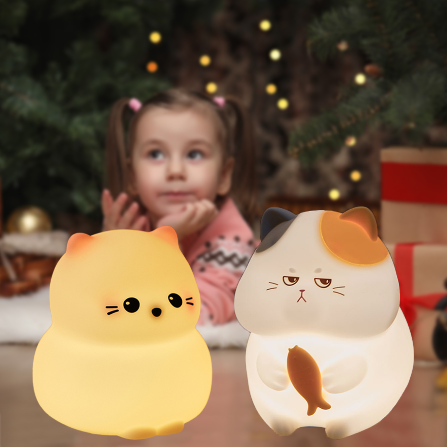 Baby Nursery Table Lamp - Cute Kitty Led Night Light Rechargeable