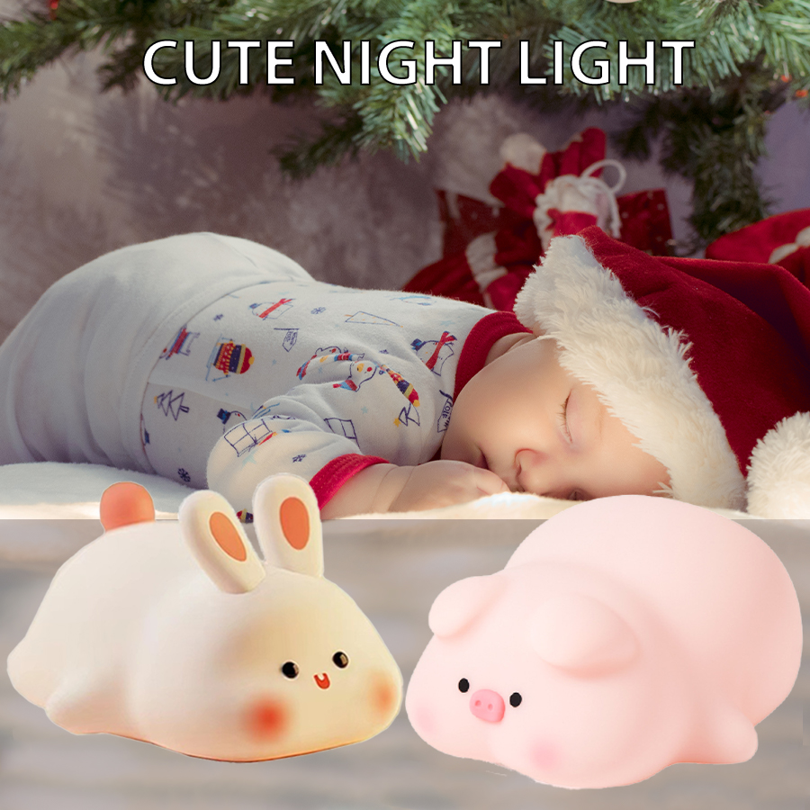 Baby Nursery Table Lamp - Piggy Bunny Night Light Led Table