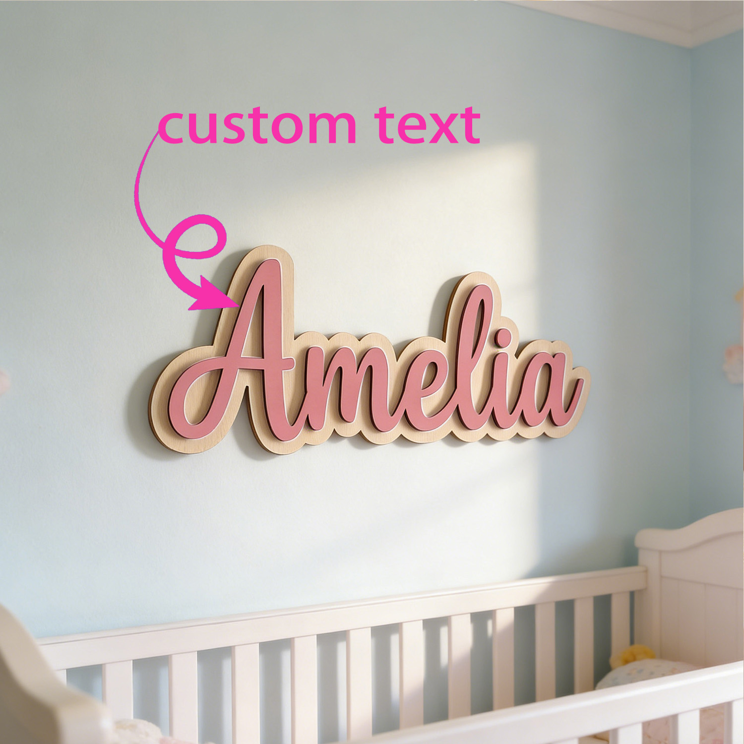 Baby Nursery Decor Boy - 1pc Customized Double-layer Wooden Surname Brand,