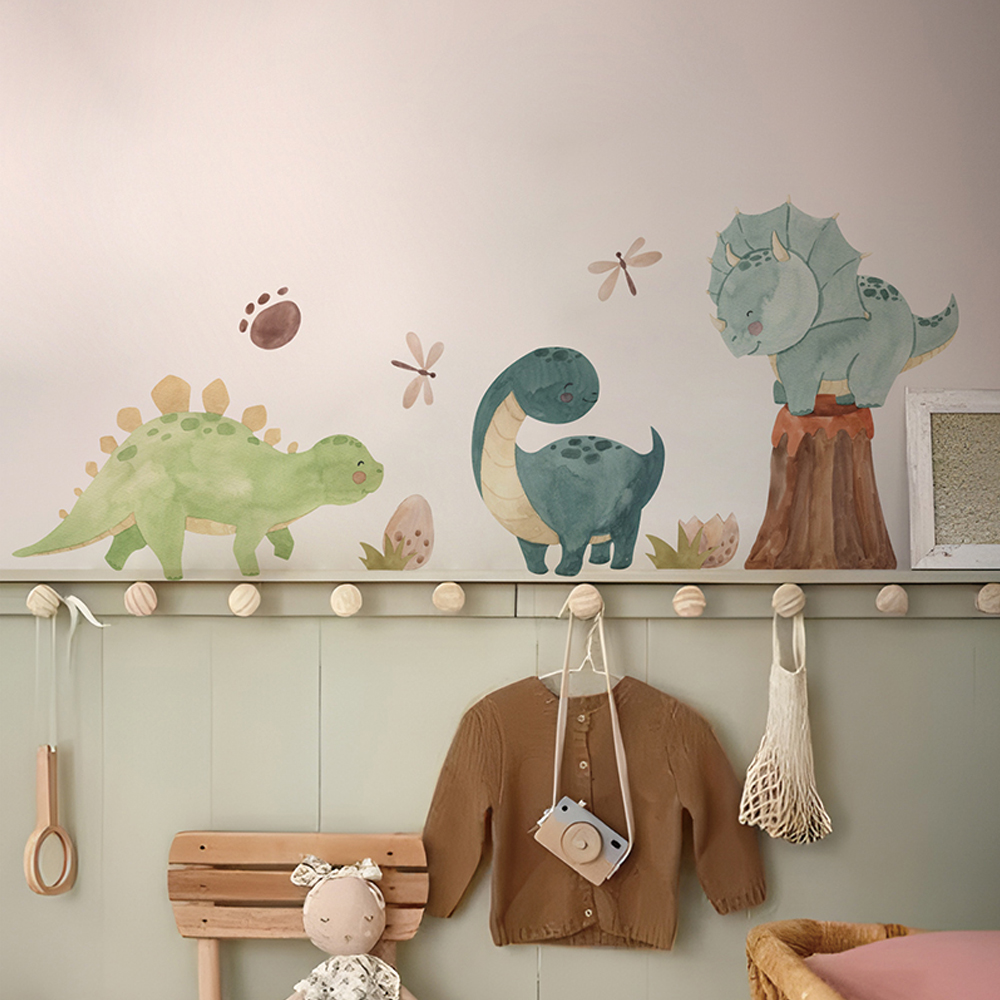 Baby Nursery Decor Boy - Dinosaur Wall Decals, Dino Alphabet Wall