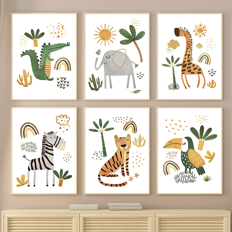 Baby Nursery Giraffe - Giraffe Elephant Tiger Zebra Toucan Jungle