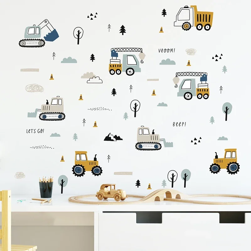 Baby Nursery Labels - Hand Drawn Cute Cars Cargo Truck