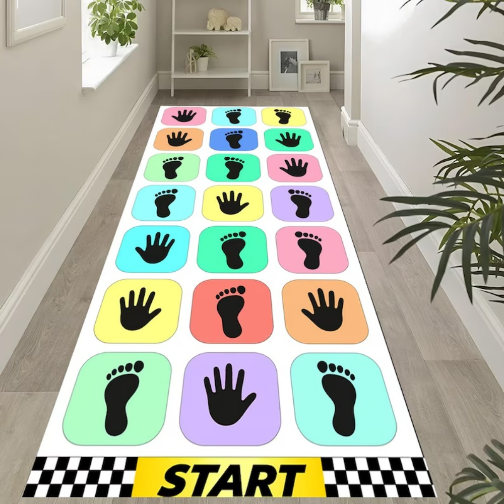Baby Nursery Rug - Handprint Foot Print Game Runner Rug