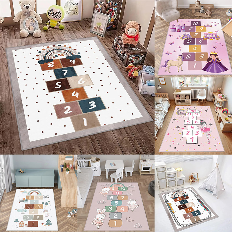 Baby Nursery Rug - Hopscotch Kids Carpets Play Mat Cartoon