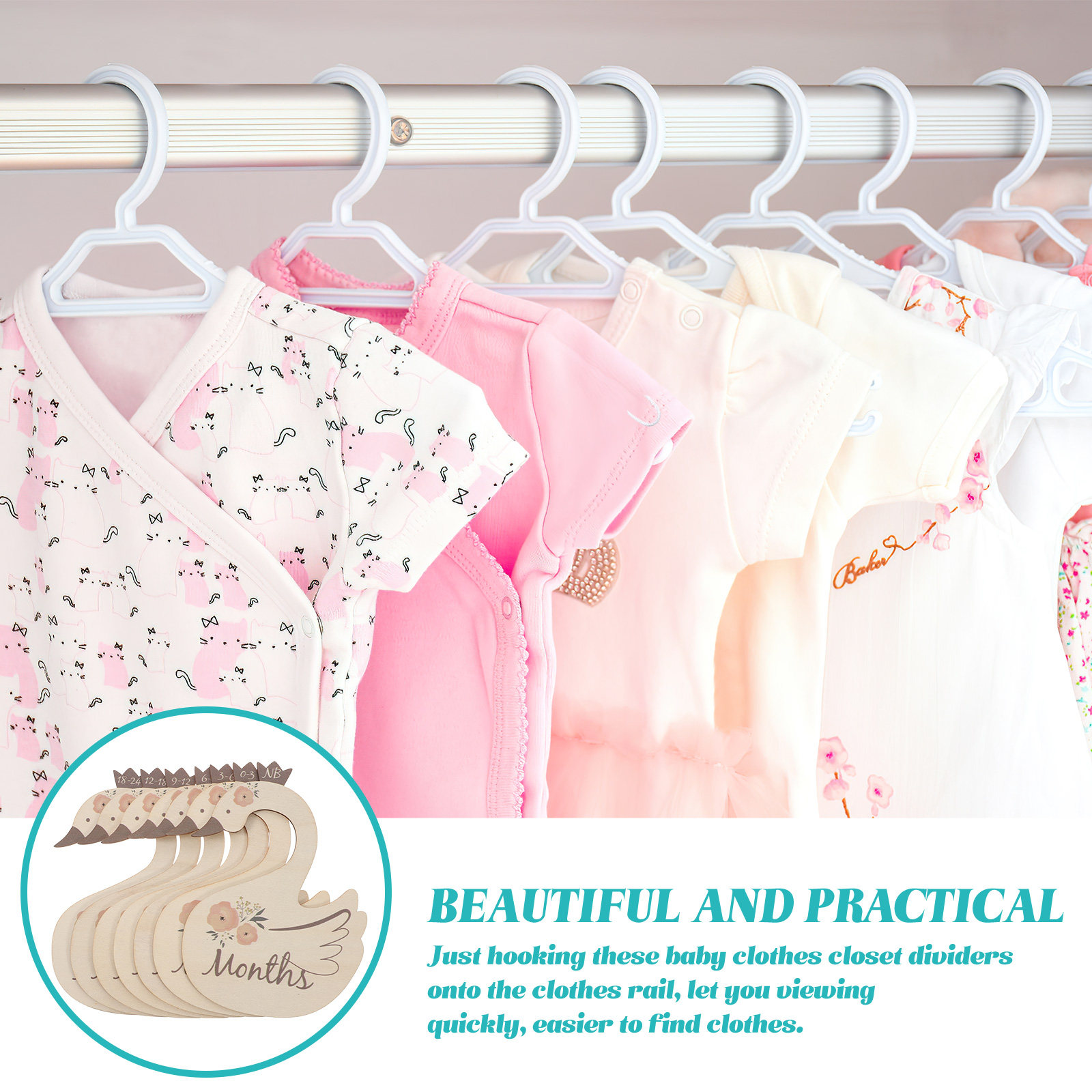 7Pcs Swan Baby Clothes Size Di - Baby Nursery Wardrobe ulasan dan harga