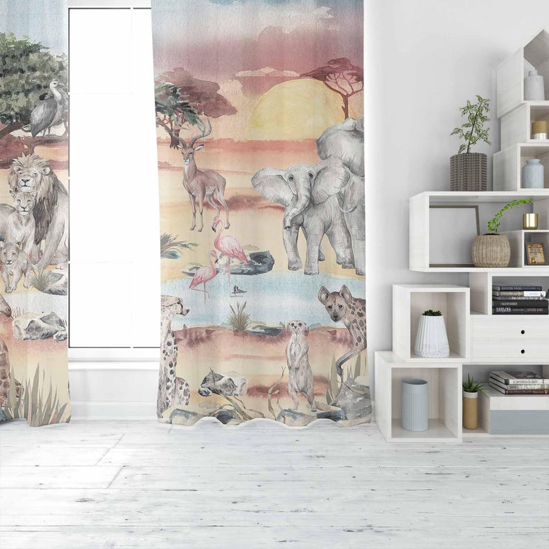 Safari Animals Curtain Kids Be - Baby Nursery Curtains ulasan dan harga