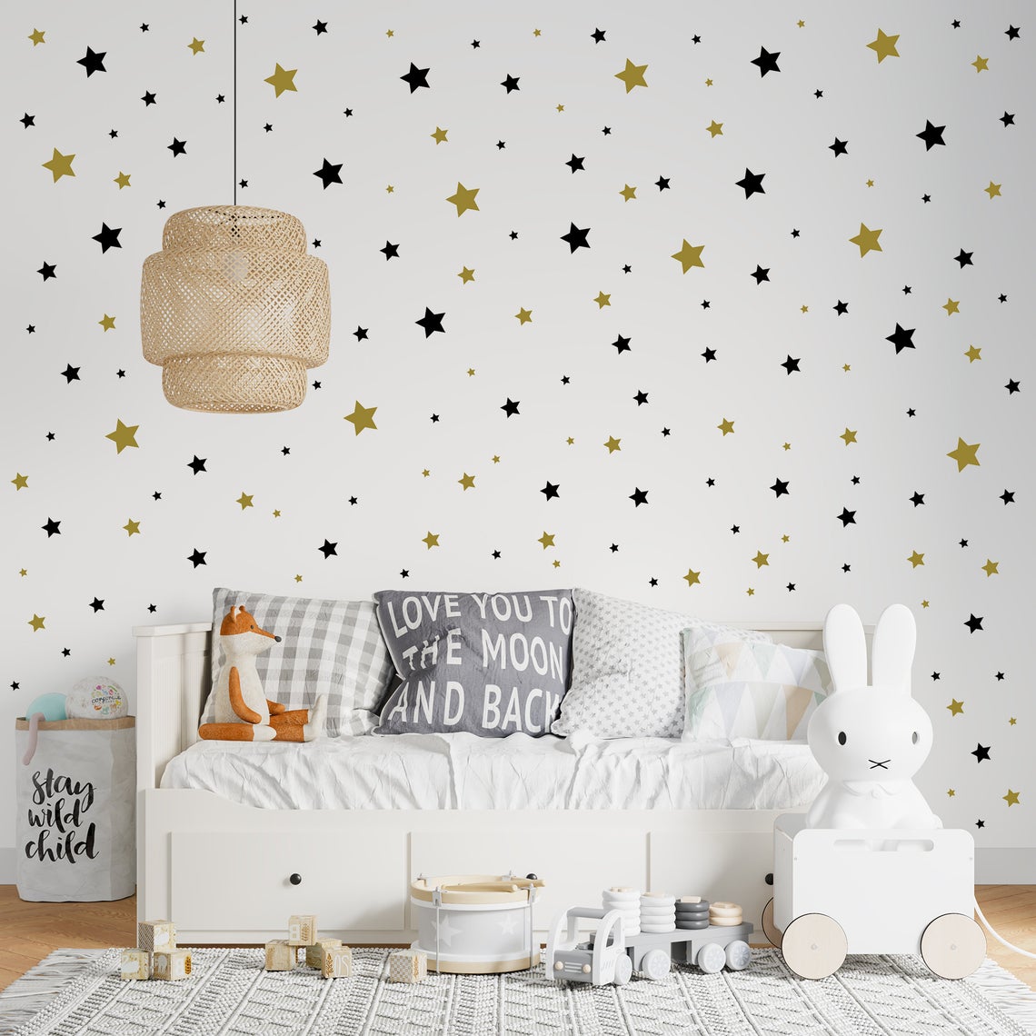Cartoon 65Pcs Star Wall Sticke - Baby Nursery Labels ulasan dan harga