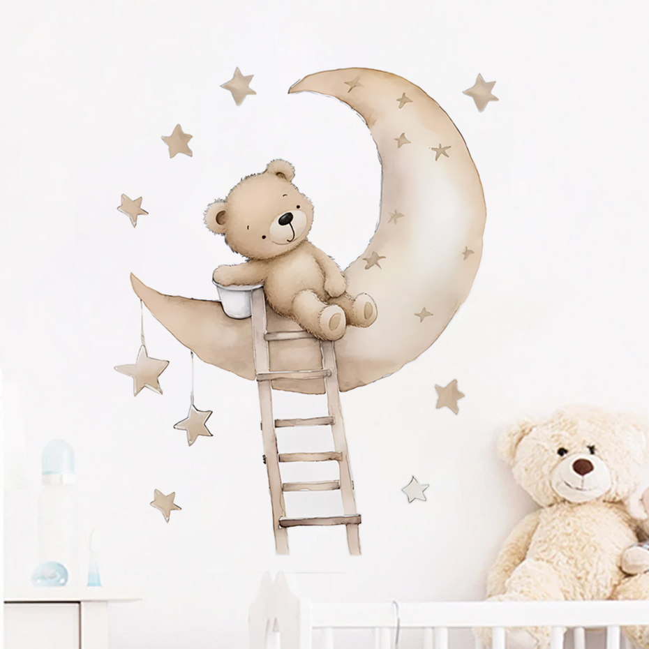 Cute Bear Star Cloud Wall Stic - Baby Nursery Decor Boy ulasan dan harga