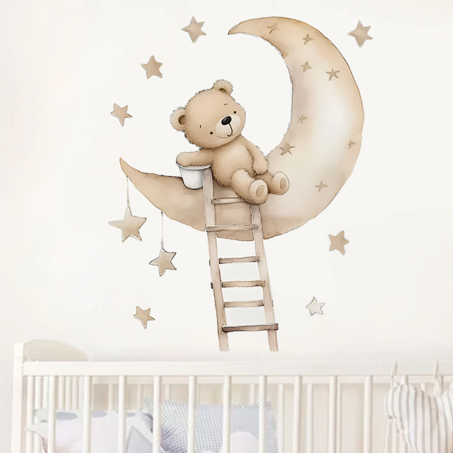 Cute Bear Star Cloud Wall Stic - Baby Nursery Decor Boy ulasan dan harga