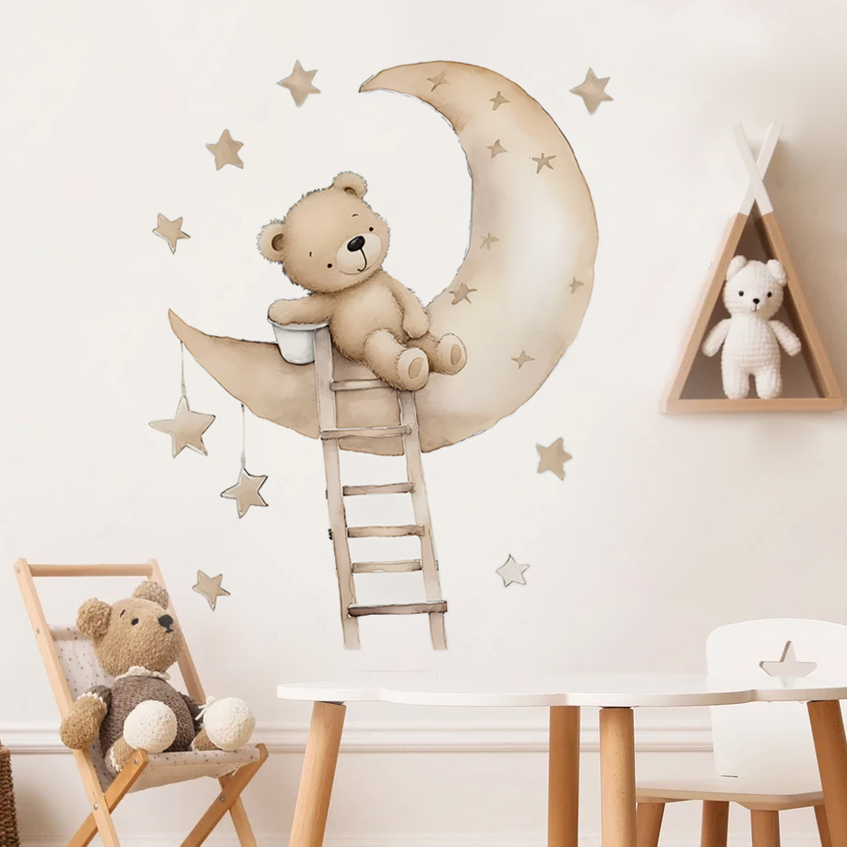 Cute Bear Star Cloud Wall Stic - Baby Nursery Decor Boy ulasan dan harga