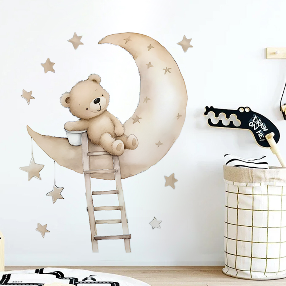 Cute Bear Star Cloud Wall Stic - Baby Nursery Decor Boy ulasan dan harga
