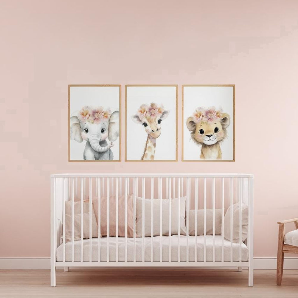 Baby Girl Nursery Wall Art Set - Baby Nursery Giraffe ulasan dan harga