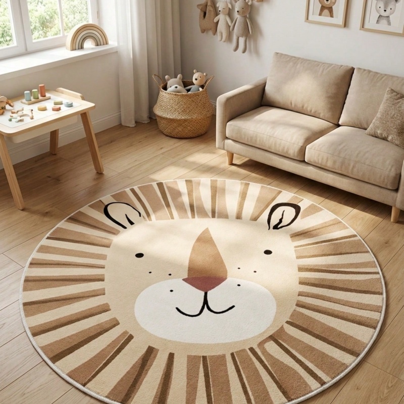 Minimalist Cartoon Lion Face K - Soft Rug Nursery ulasan dan harga