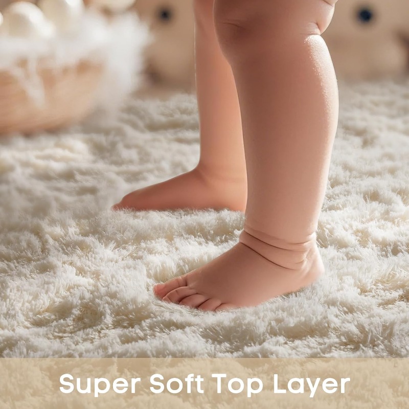 Round Cream White Rug Soft Flu - Soft Rug Nursery ulasan dan harga