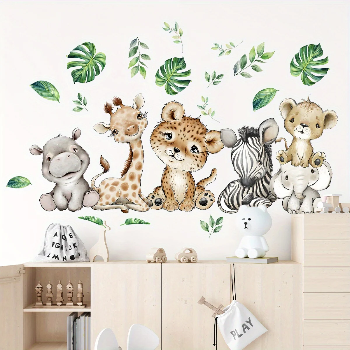 1PC Cartoon Cute Hippo Tiger E - Baby Nursery Labels ulasan dan harga