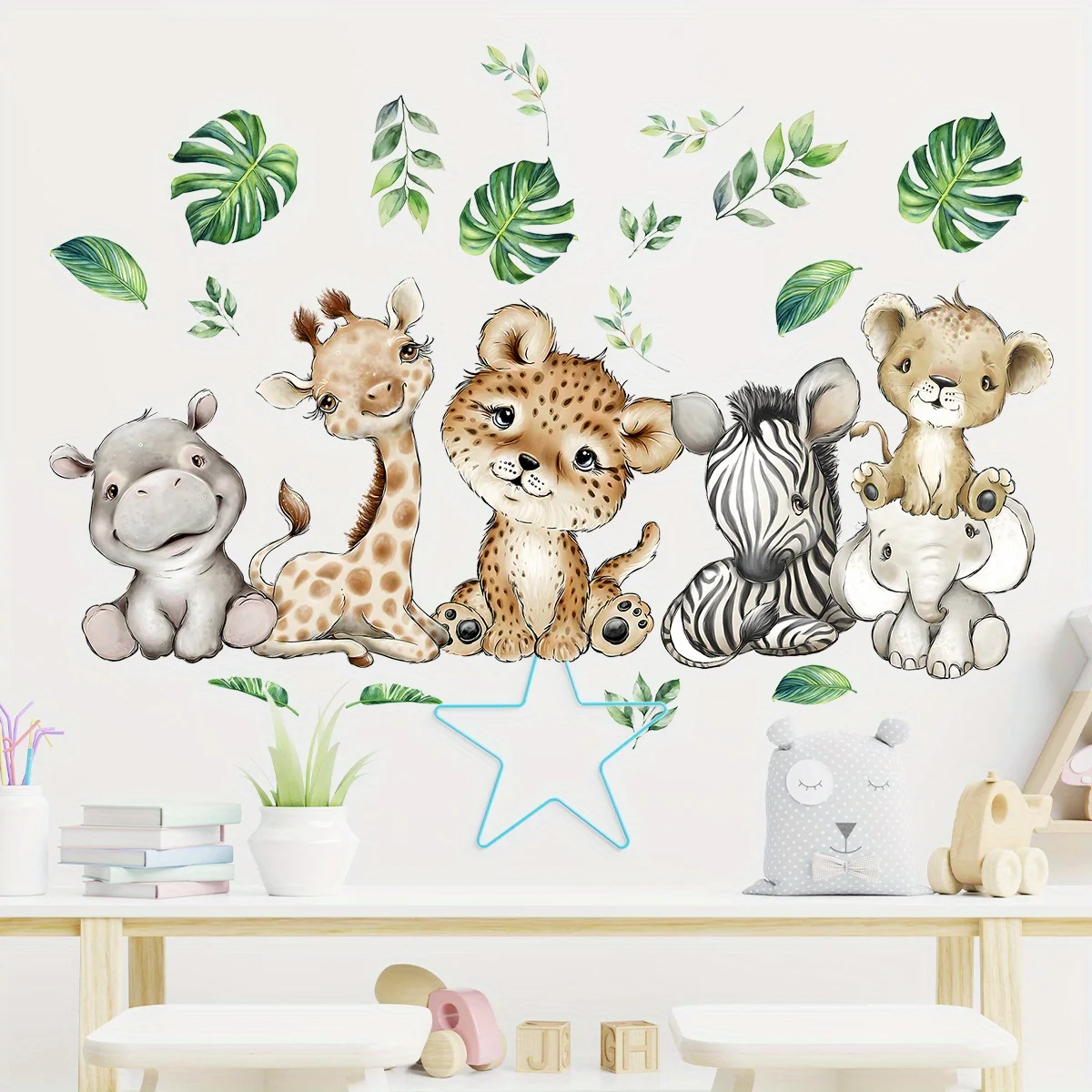 1PC Cartoon Cute Hippo Tiger E - Baby Nursery Labels ulasan dan harga