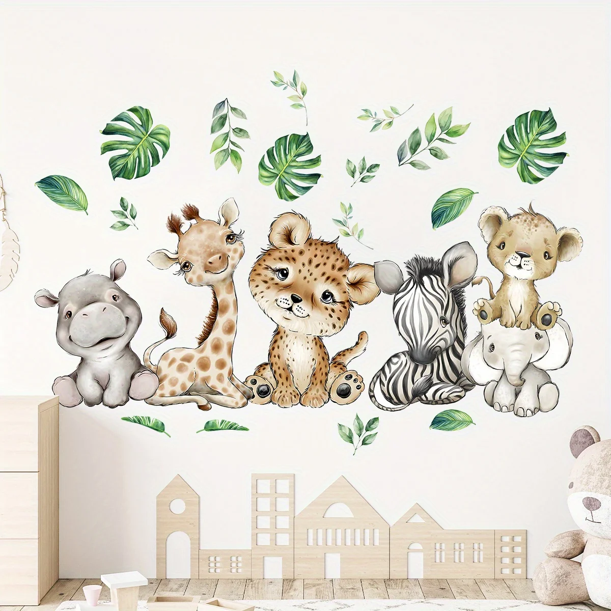 1PC Cartoon Cute Hippo Tiger E - Baby Nursery Labels ulasan dan harga