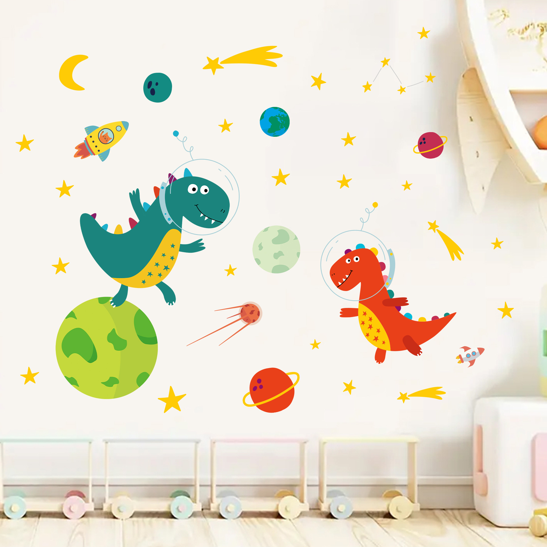 Space Astronaut Dinosaur Wall  - Baby Nursery Decor Boy ulasan dan harga