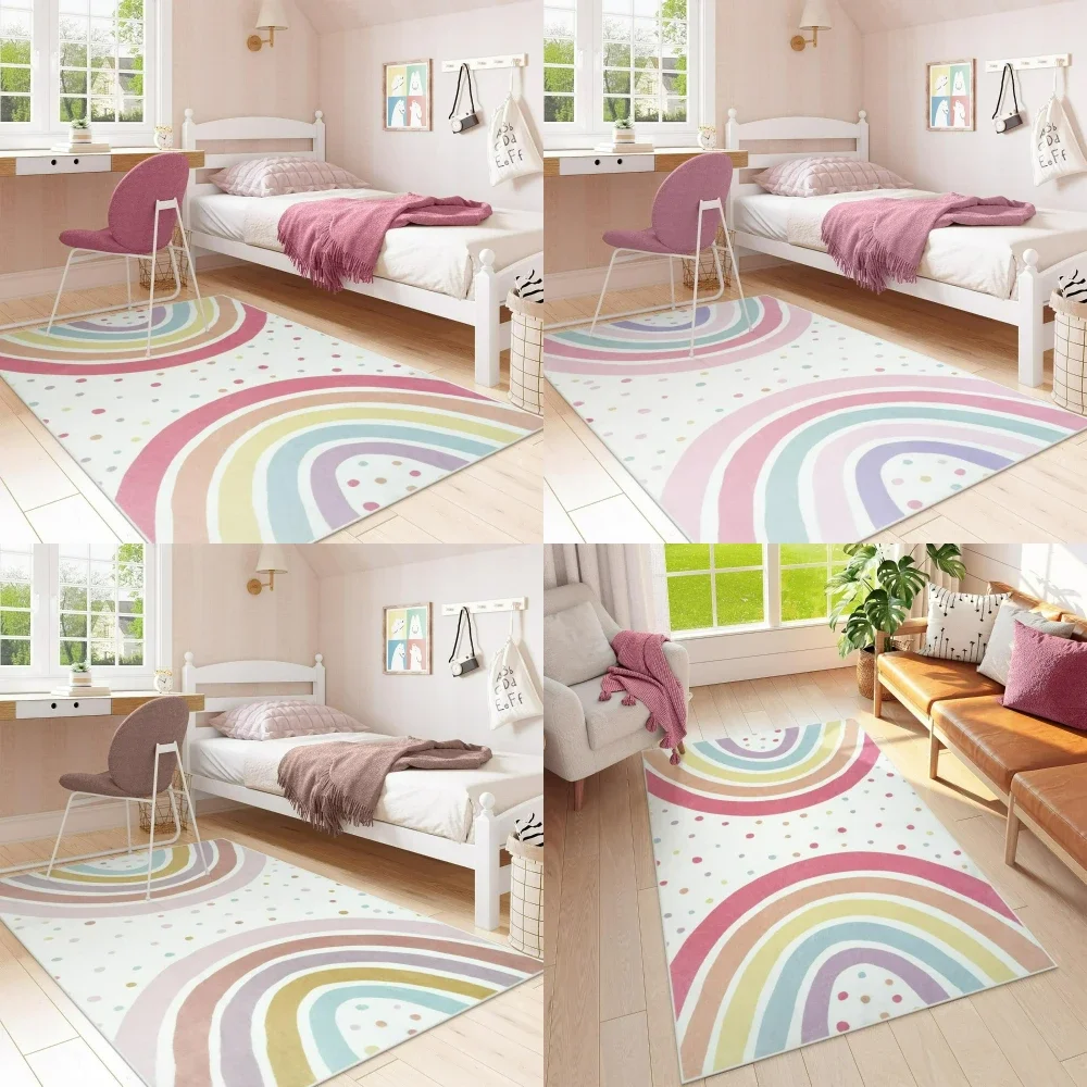 1pc Colorful Dot Boho Rainbow  - Soft Rug Nursery ulasan dan harga