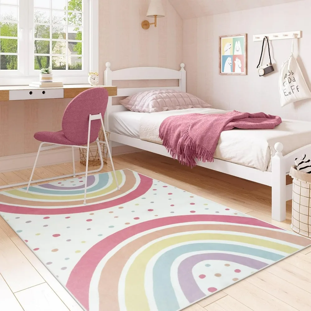 1pc Colorful Dot Boho Rainbow  - Soft Rug Nursery ulasan dan harga