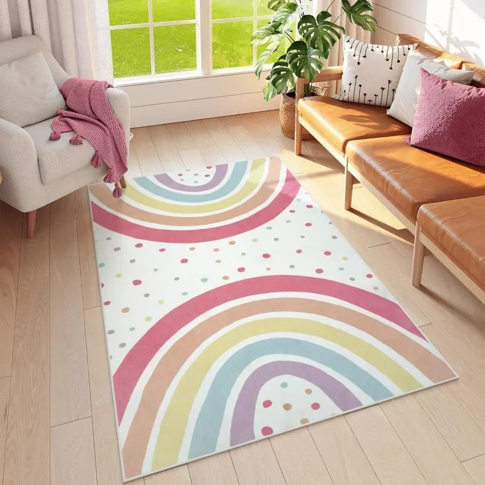 1pc Colorful Dot Boho Rainbow  - Soft Rug Nursery ulasan dan harga