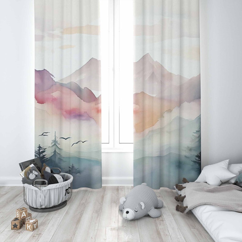 Mountain Forest Nursery Curtai - Baby Nursery Curtains ulasan dan harga