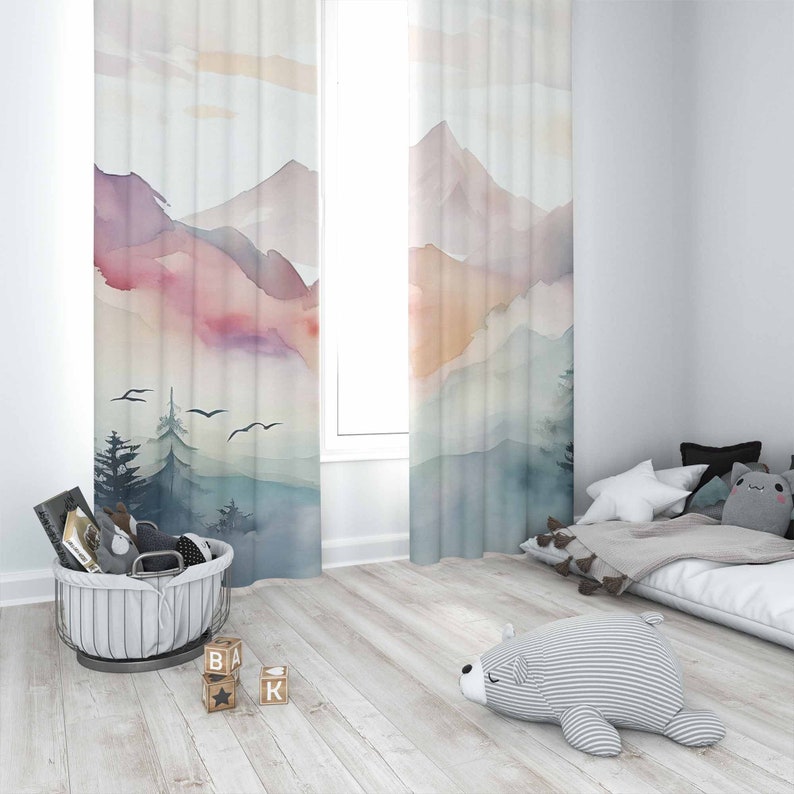 Mountain Forest Nursery Curtai - Baby Nursery Curtains ulasan dan harga