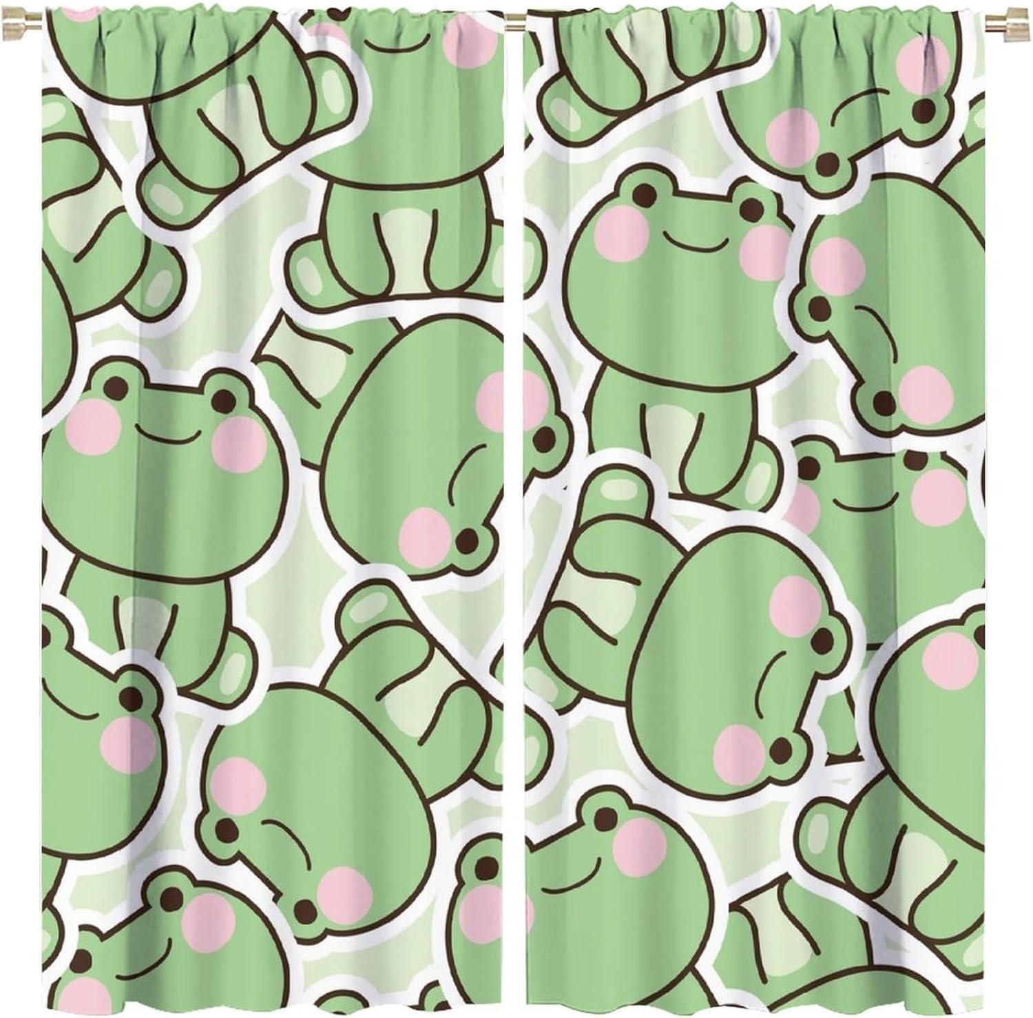 Cute Green Frog Pattern Curtai - Baby Nursery Curtains ulasan dan harga