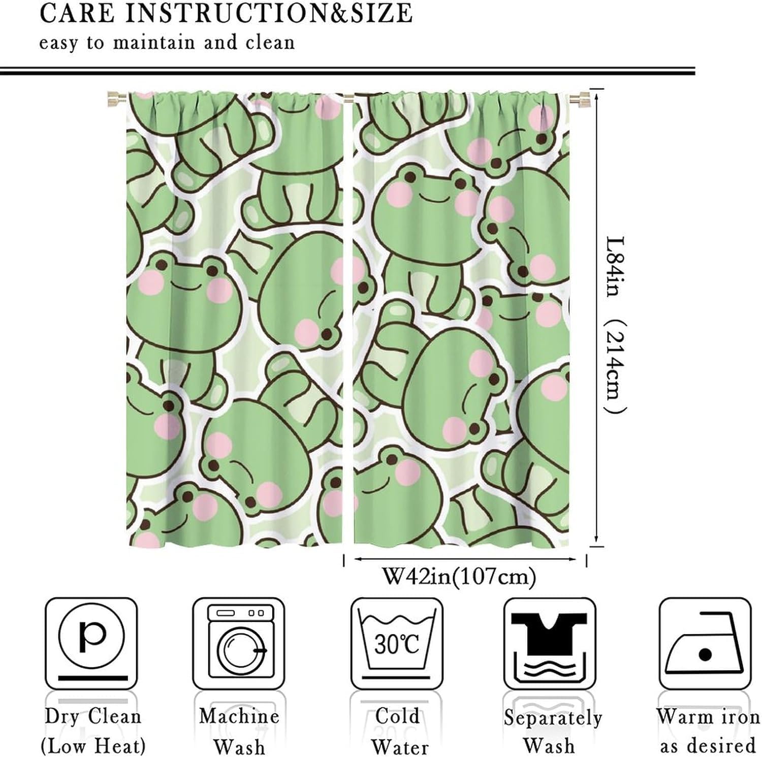 Cute Green Frog Pattern Curtai - Baby Nursery Curtains ulasan dan harga