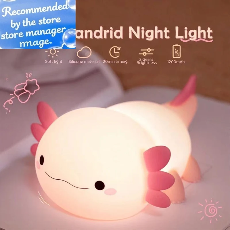 Cute Axolotl Night Light Silic - Baby Nursery Table Lamp ulasan dan harga