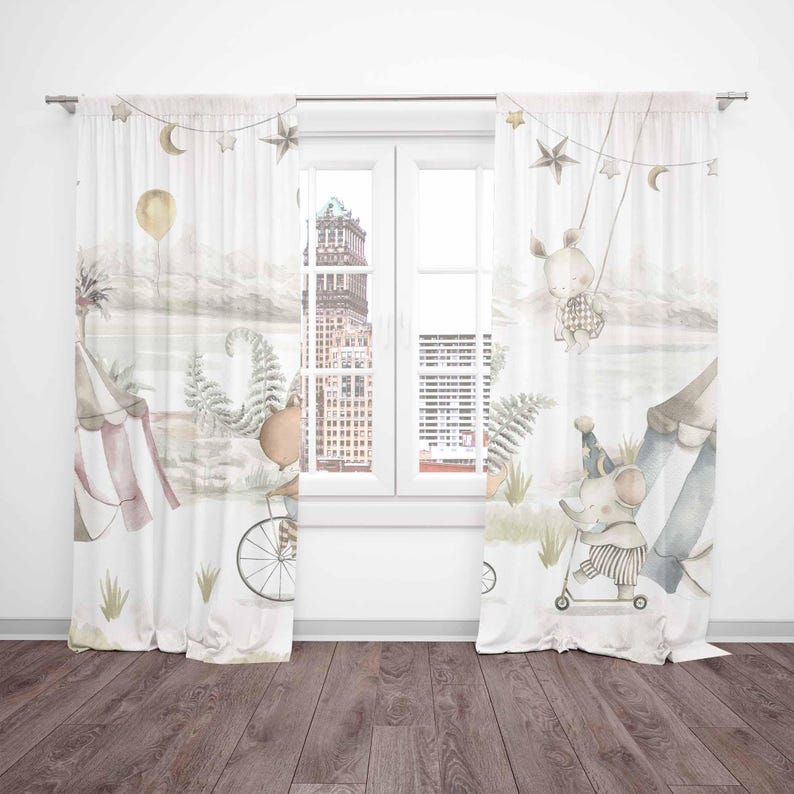 Circus Animals Curtains Kids B - Baby Nursery Curtains ulasan dan harga