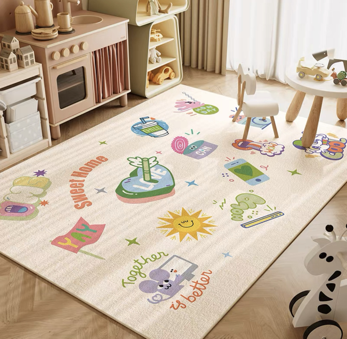 VIKAMA Neutral Cartoon Lion Ba - Soft Rug Nursery ulasan dan harga