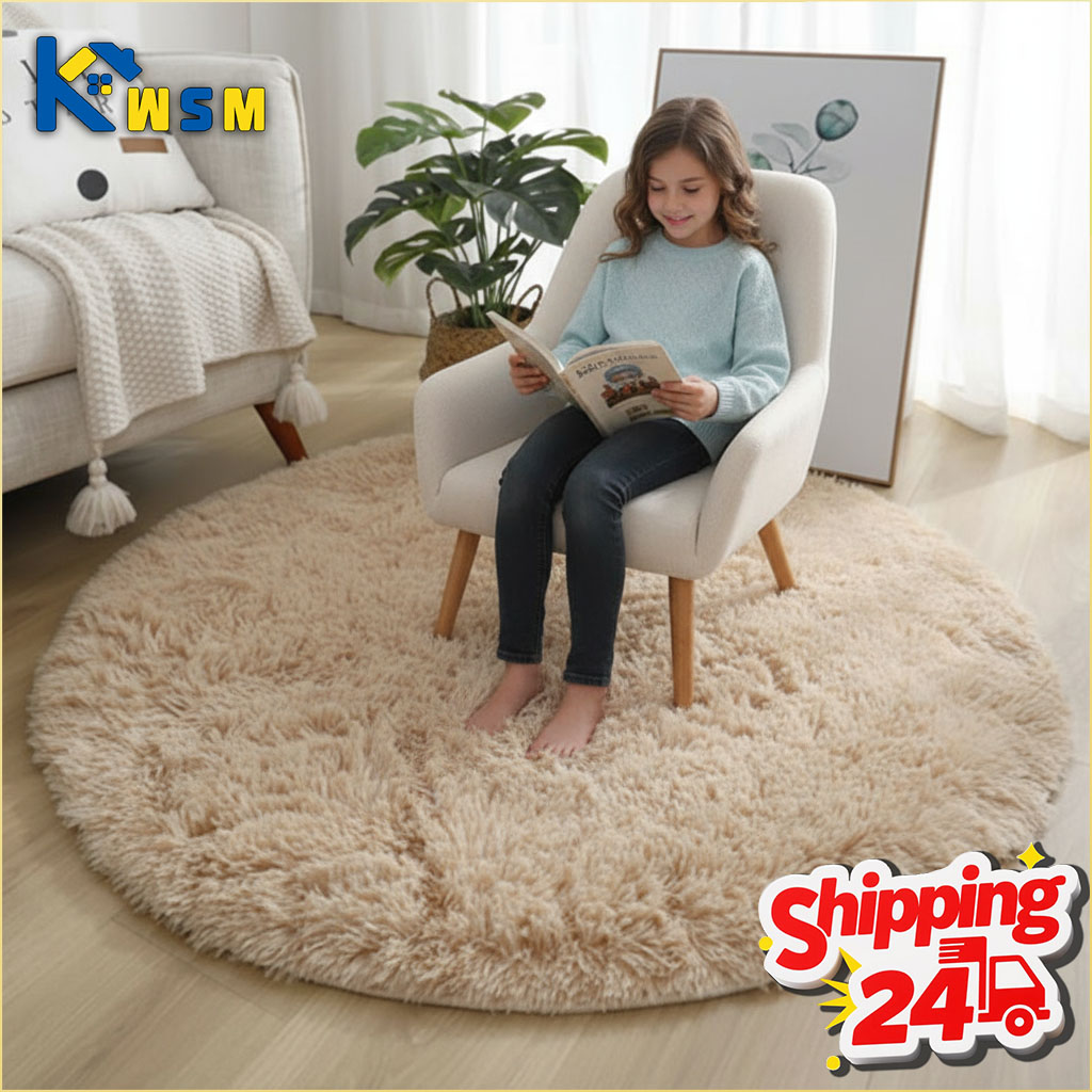 Super Soft Fluffy Round Rug Pl - Soft Rug Nursery ulasan dan harga