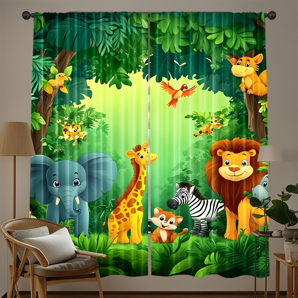 2pcs Cartoon Animal Curtains J - Baby Nursery Curtains ulasan dan harga