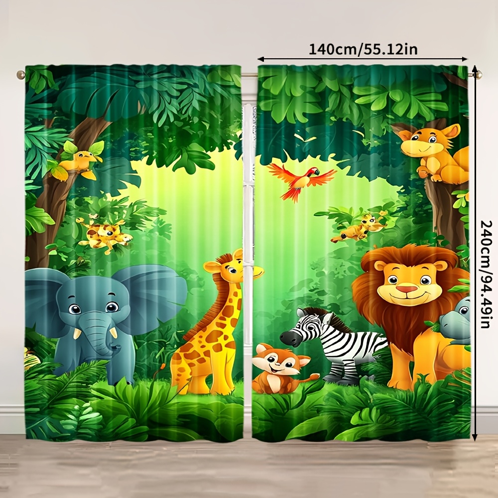 2pcs Cartoon Animal Curtains J - Baby Nursery Curtains ulasan dan harga