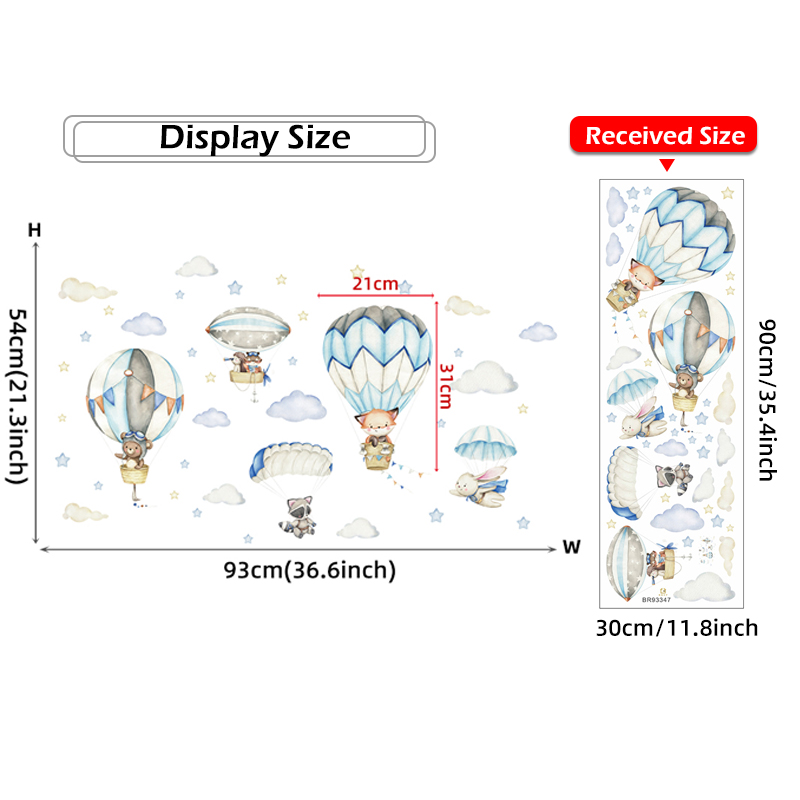 Cartoon Cute Animals Hot Air B - Baby Nursery Labels ulasan dan harga
