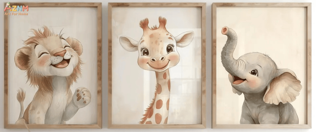 [2D Flat]1/3Pcs Canvas Poster( - Baby Nursery Giraffe ulasan dan harga