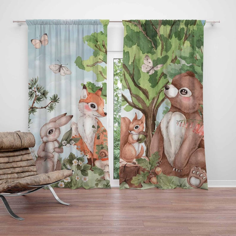 Forest Animals Curtains Kids B - Baby Nursery Curtains ulasan dan harga