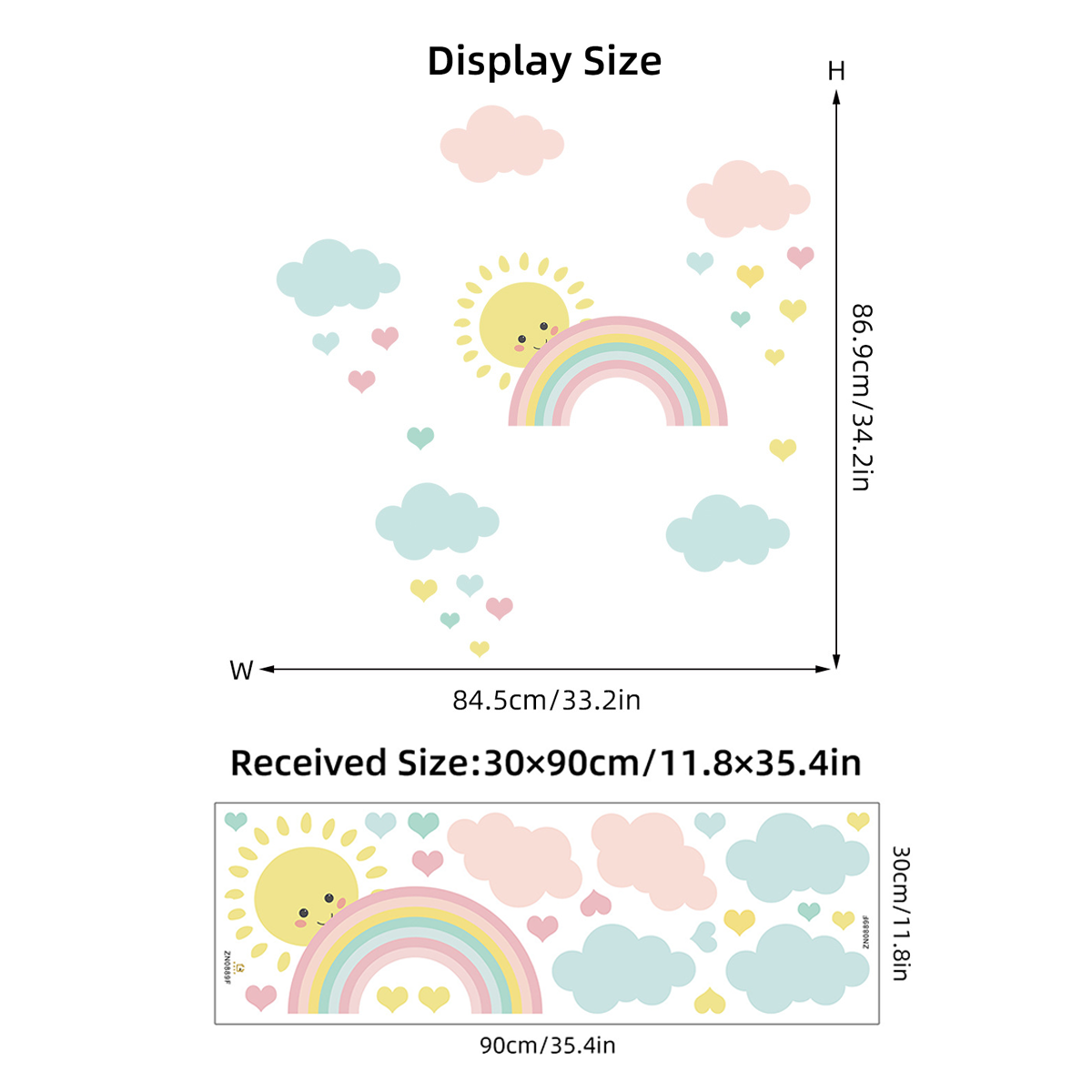 Cartoon Sun Rainbow Clouds Wal - Baby Nursery Decor Boy ulasan dan harga