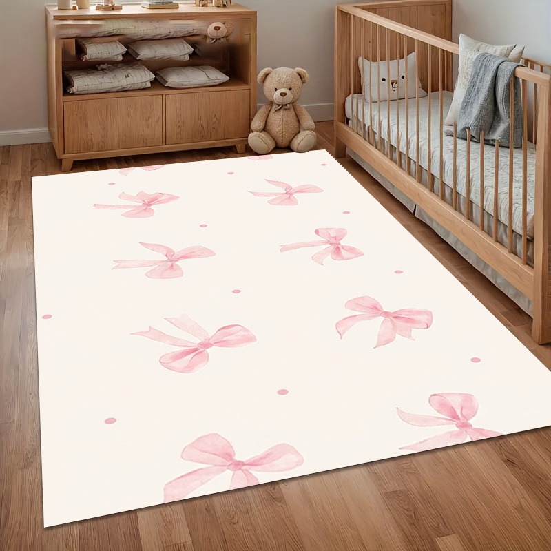 Watercolor Pink Bow Area Rug N - Soft Rug Nursery ulasan dan harga