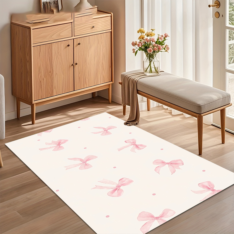 Watercolor Pink Bow Area Rug N - Soft Rug Nursery ulasan dan harga