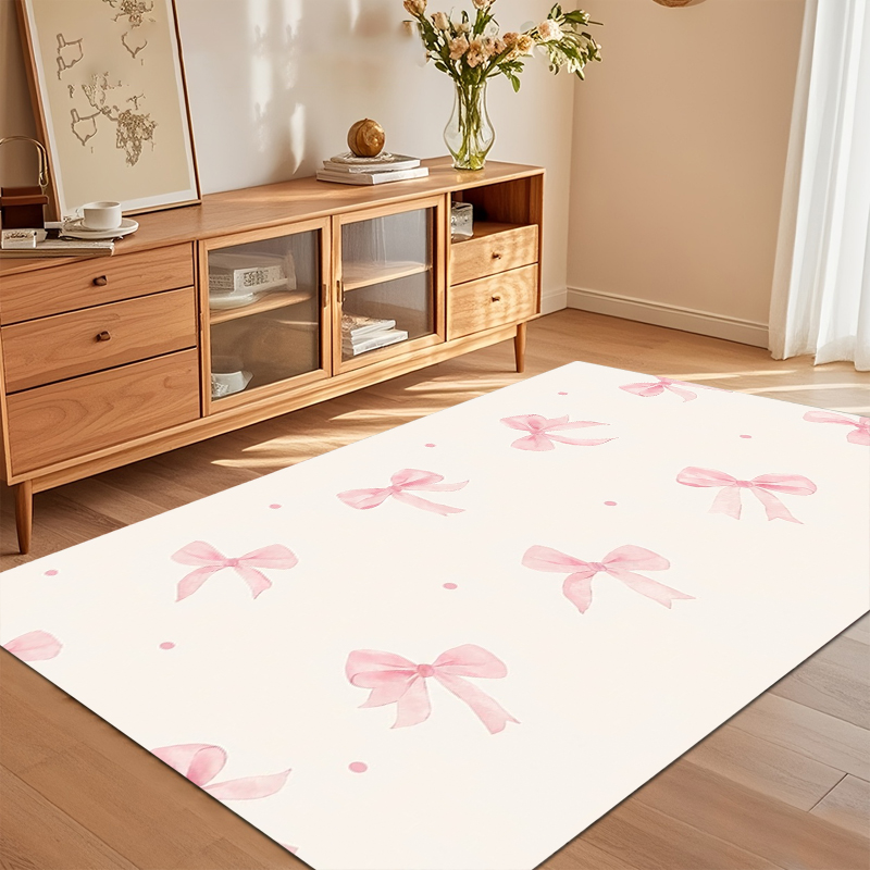 Watercolor Pink Bow Area Rug N - Soft Rug Nursery ulasan dan harga