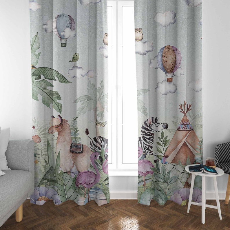 Safari Animals Party Nursery C - Baby Nursery Curtains ulasan dan harga