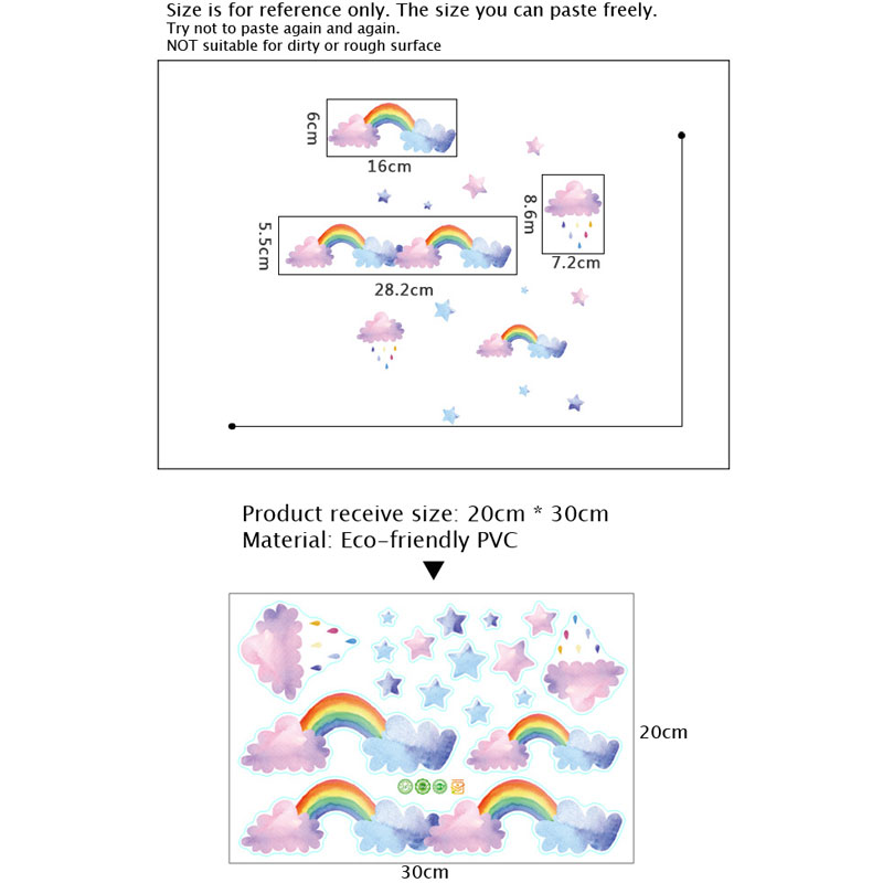 Cartoon Cloud Rainbow Wall Sti - Baby Nursery Wardrobe ulasan dan harga
