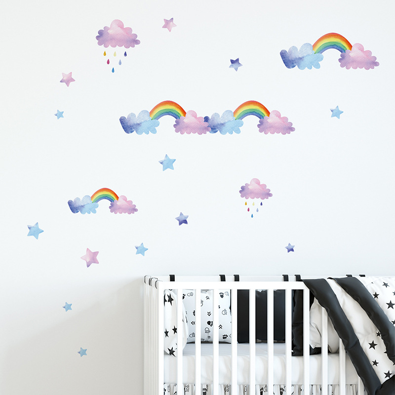 Cartoon Cloud Rainbow Wall Sti - Baby Nursery Wardrobe ulasan dan harga