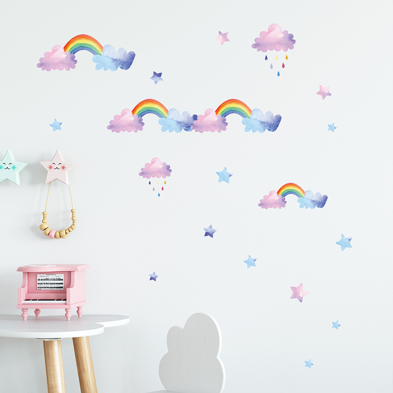 Cartoon Cloud Rainbow Wall Sti - Baby Nursery Wardrobe ulasan dan harga