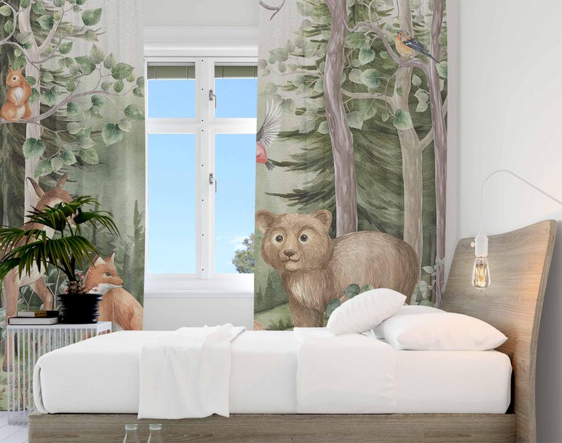 Woodland Animals Curtains Kids - Baby Nursery Curtains ulasan dan harga