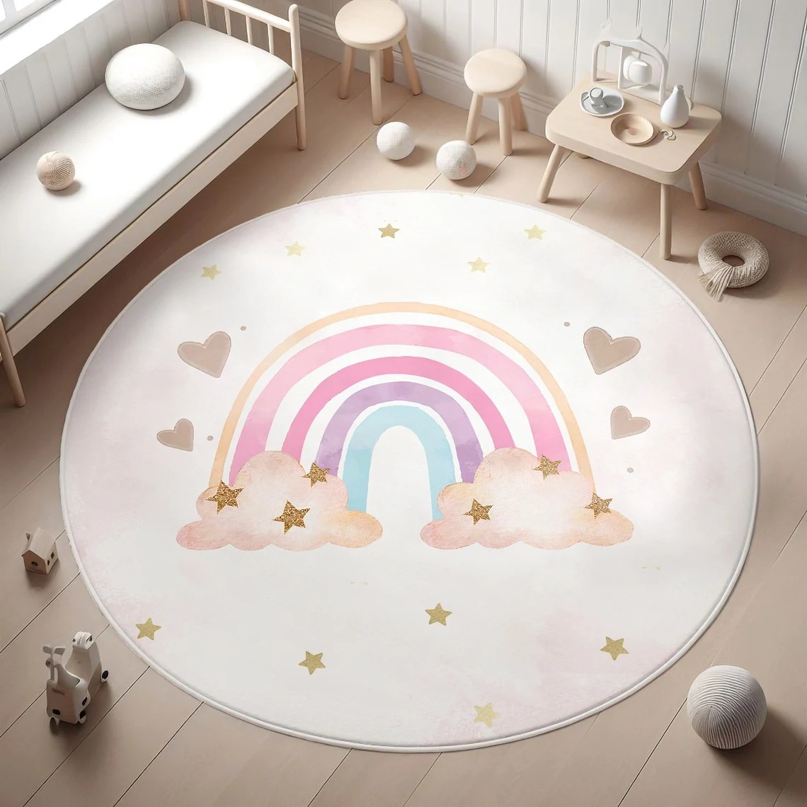Rainbow Kids Rug,Heart Rainbow - Soft Rug Nursery ulasan dan harga