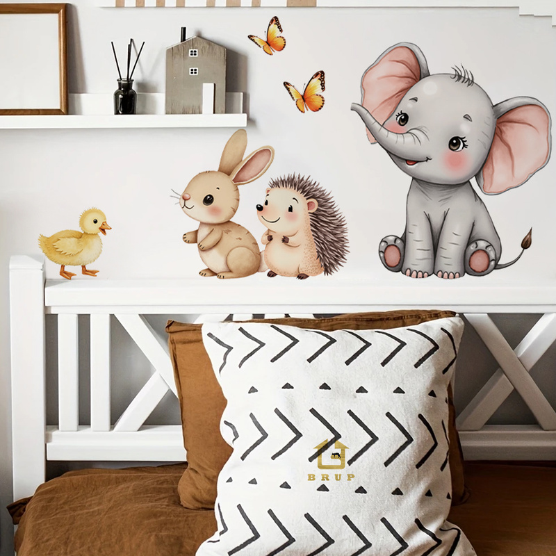Cartoon Animal Wall Sticker -  - Baby Nursery Labels ulasan dan harga