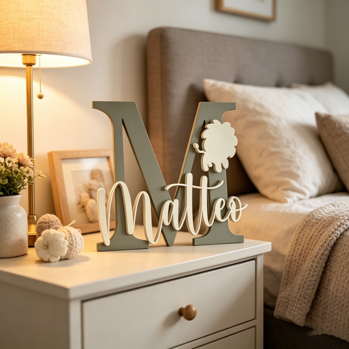 1Pc Custom Lion Name & Initial - Baby Nursery Baby ulasan dan harga